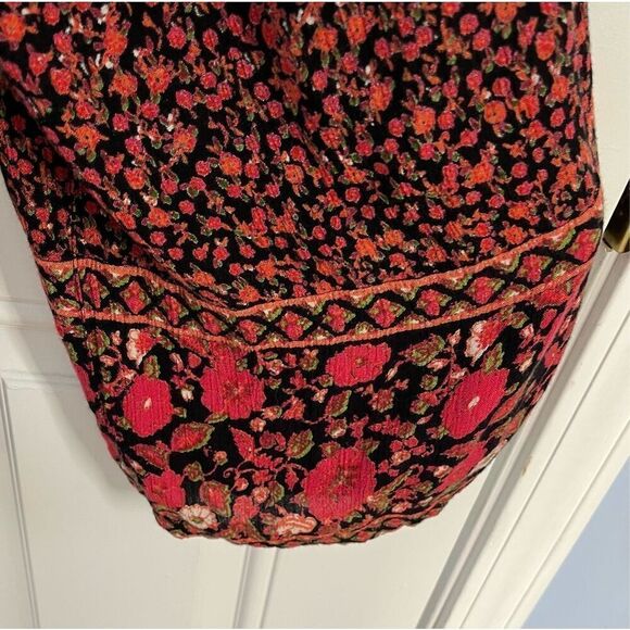 Free People Women's Small Floral Red Black Viscose Wide Leg Jumpsuit One Piece - Picture 5 of 11